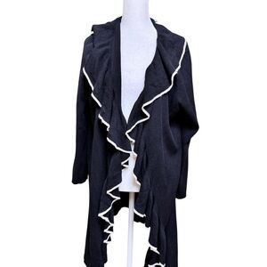 Lauren Ralph Lauren Black Ruffle Open Front Cardigan Sweater Women’s 1X